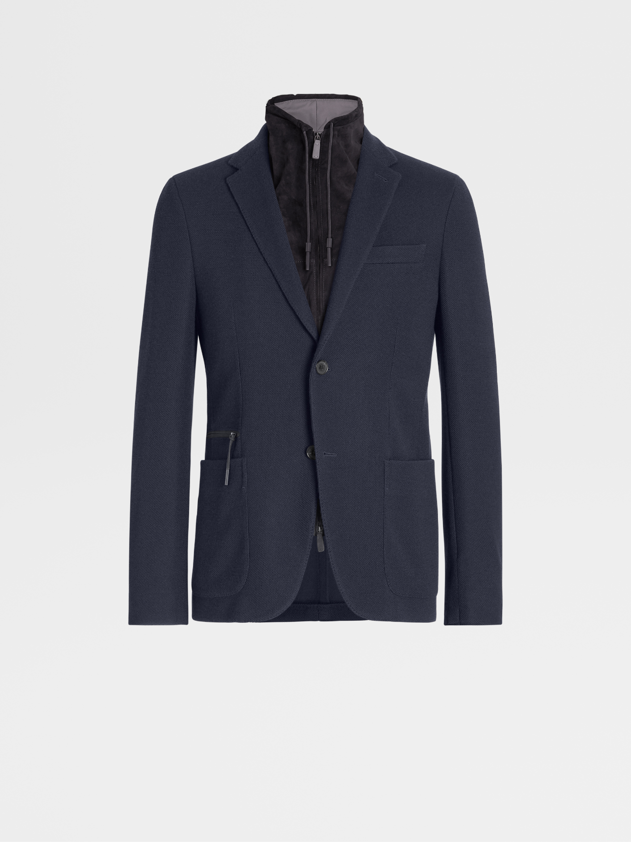 Navy Blue High Performance™ Wool and Cotton Jersey Blazer
